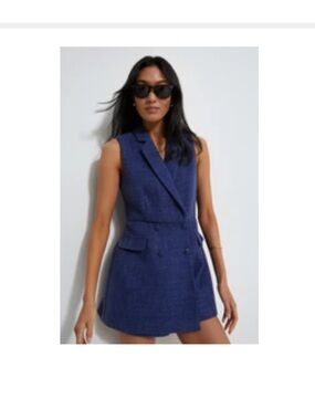 Tuckernuck Sleeveless Tweed Navy Blazer Romper